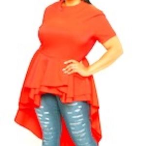 PLUS SIZE DIVA HIGH-LOW TOP - NEON PINK